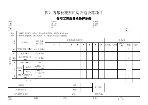 【Excel表格】抗滑桩质量评定表