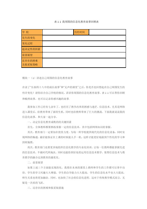 作业1 模块一(1) 讲述自己周围的信息化教育故事