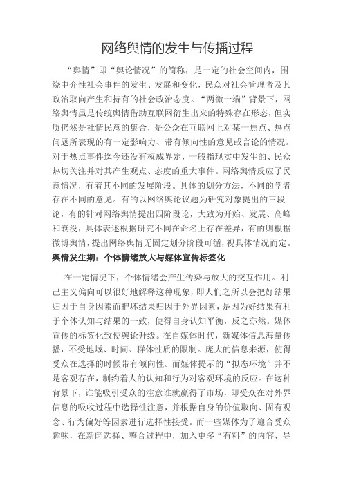 网络舆情的发生与传播过程