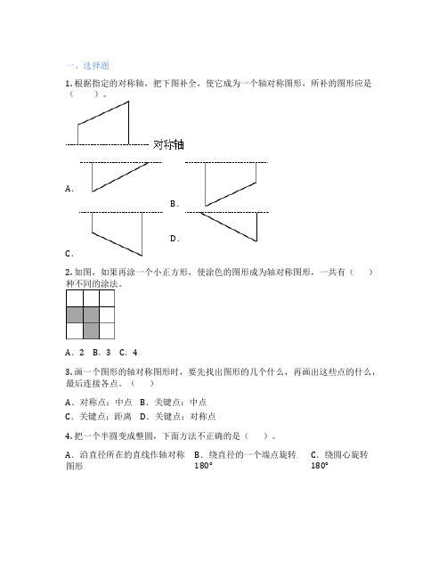 补全轴对称图形 小学数学 课时练习