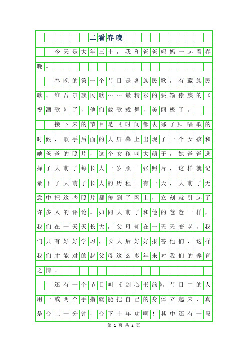 2019年二年级看春晚作文200字 (2)