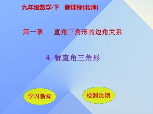 2019-2019学年九年级数学下册第1章直角三角形的边角关系4解直角三角形课件北师大版