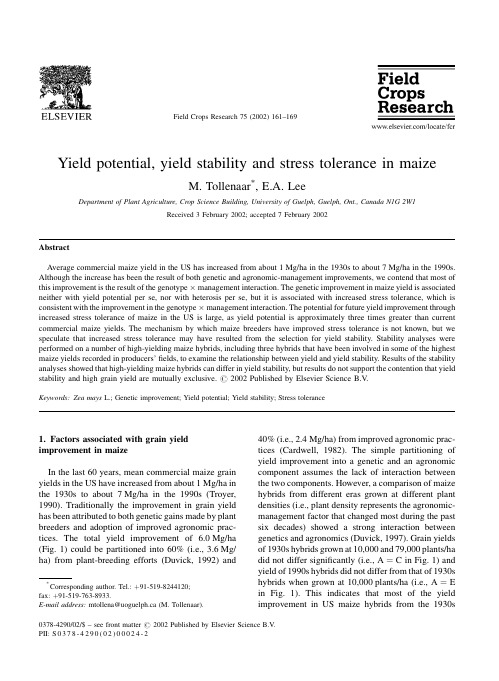 Yield potential yield stability__ and stress tolerance in maize