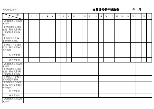 夹具日常保养记录表