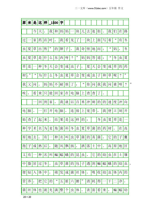 五年级作文：原来是这样_1500字