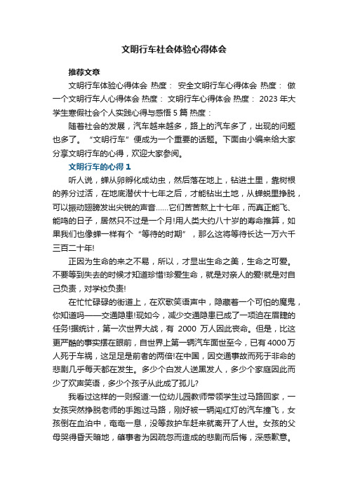 文明行车社会体验心得体会范文5篇