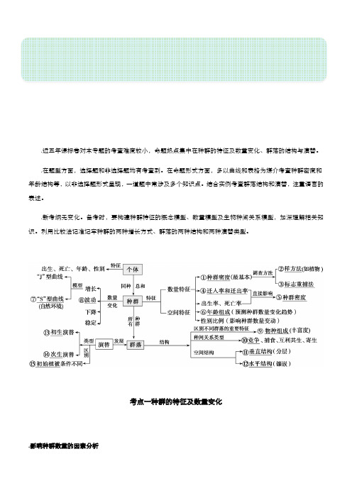 2019届高考生物二轮复习专题12：种群和群落Word版含答案