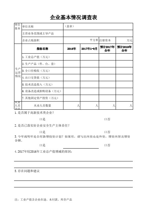 规上企业基本情况调查表