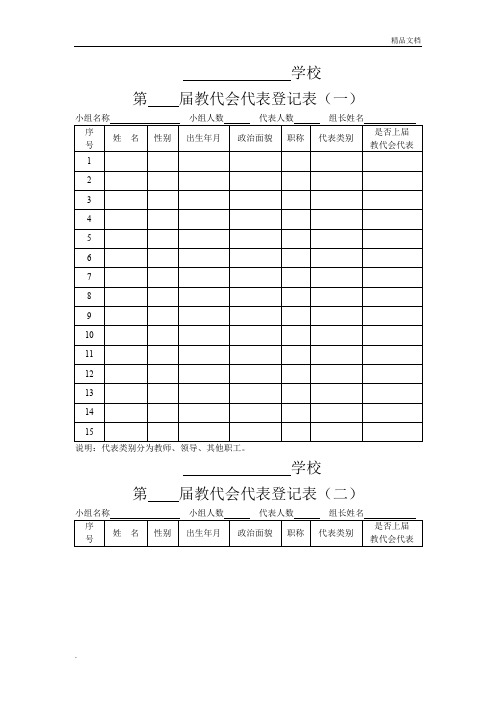 教代会教师代表登记表