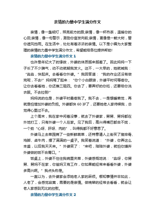 亲情的力量中学生满分作文