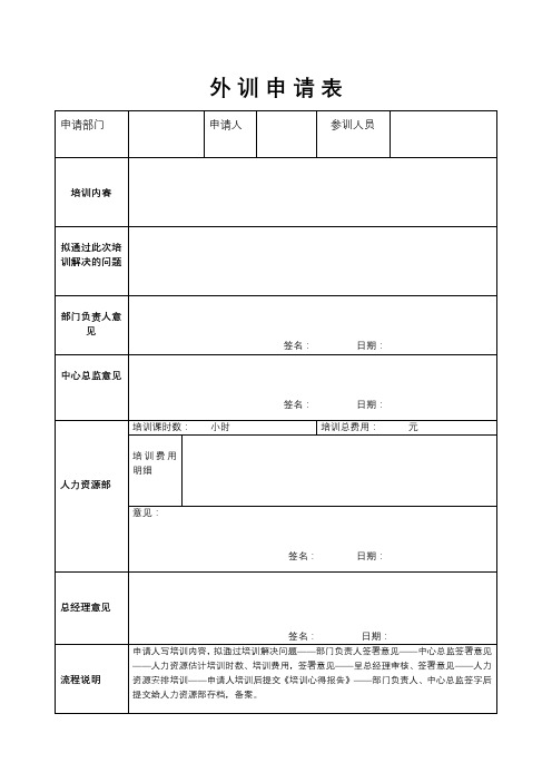 外训申请表