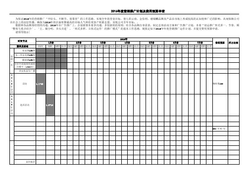 【表格】度营销推广计划及费用预算申请(范本)