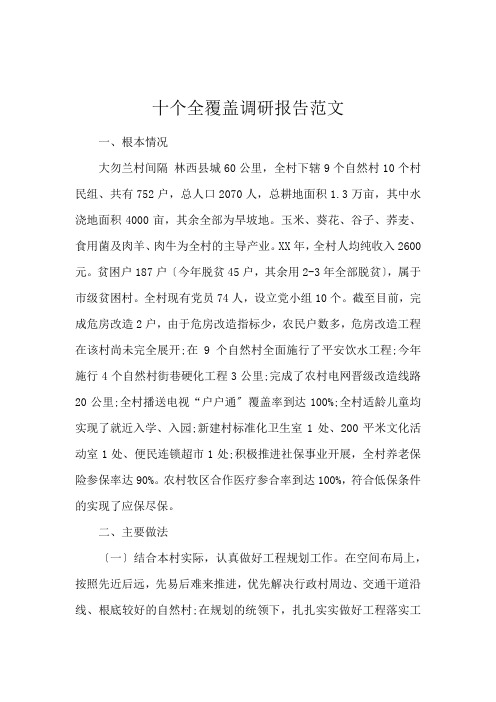 十个全覆盖调研报告范文