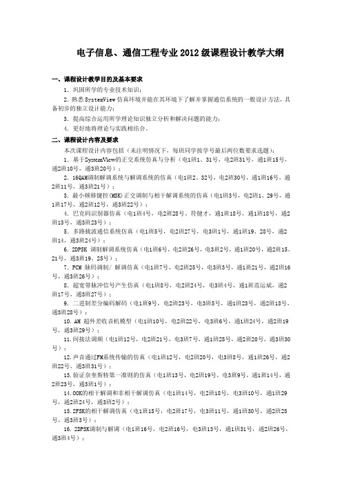 12通信原理课程设计大纲(本部)