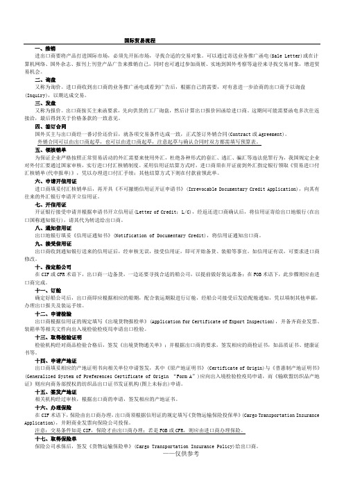 国际贸易流程以及四种国际结算方式 LC、DP、DA、TT的区别