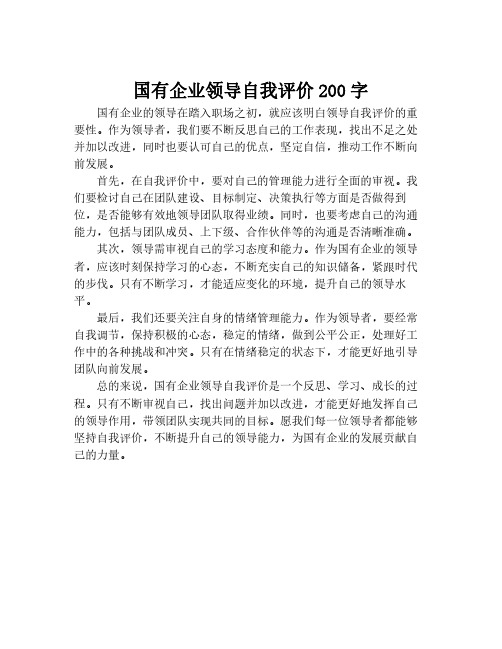 国有企业领导自我评价200字