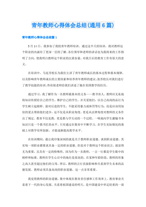 青年教师心得体会总结(通用6篇)