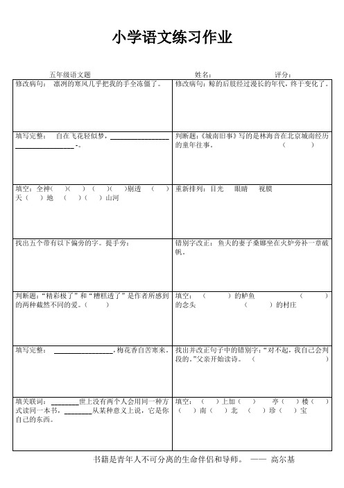 小学五年级语文精题选做II (4)