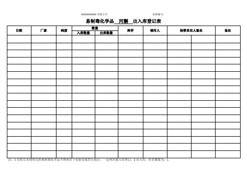 易制毒化学品出入库登记表