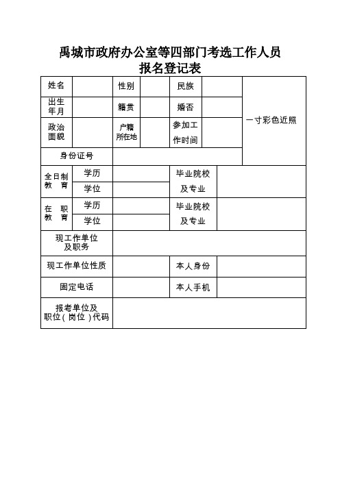 禹城市政府办公室等四部门考选工作人员