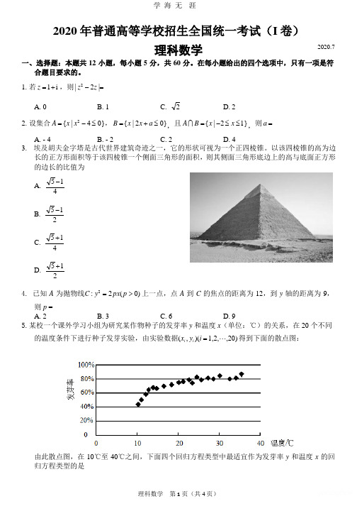 2020年高考全国一卷理科数学试卷.pptx