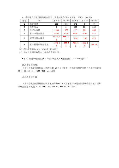 房地产之现金流量表