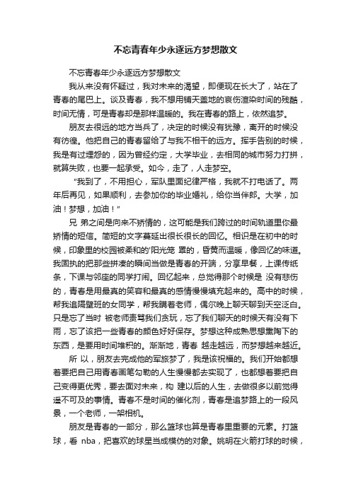 不忘青春年少永逐远方梦想散文