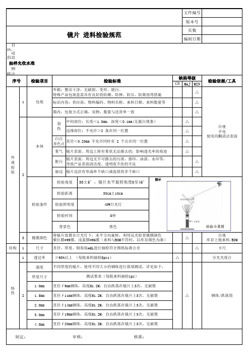 镜片进料检验规范