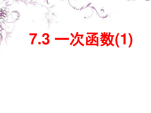 浙江省杭州市萧山区党湾镇初级中学八年级数学上册《7.3 一次函数》课件