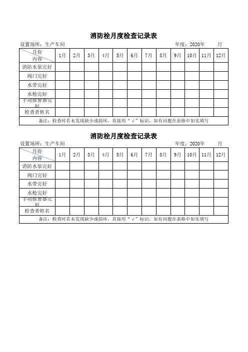 消防器材检查月记录表