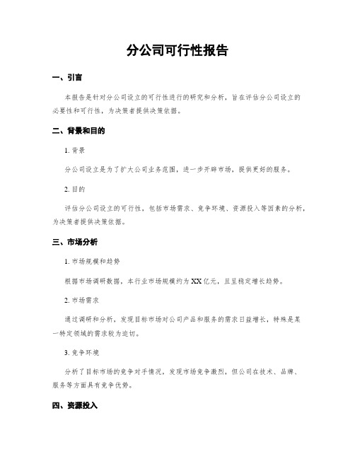 分公司可行性报告