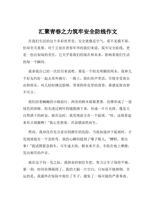 汇聚青春之力筑牢安全防线作文