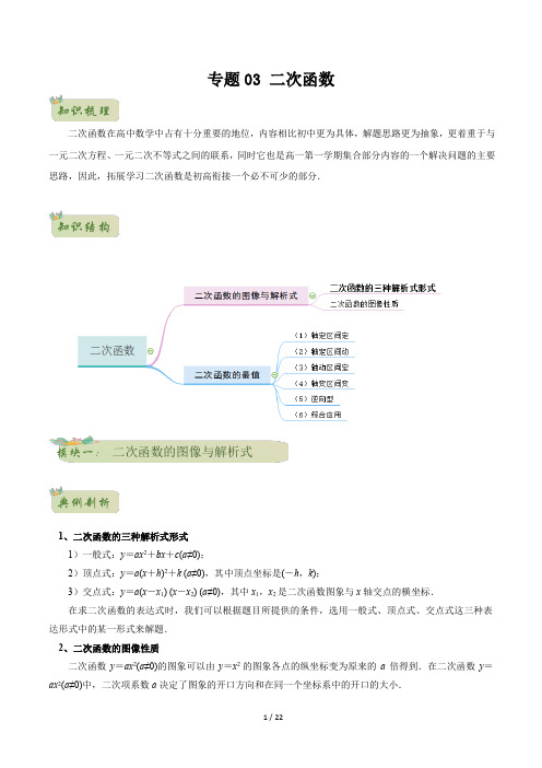 专题- 二次函数(解析版)