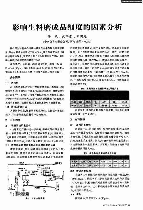 影响生料磨成品细度的因素分析