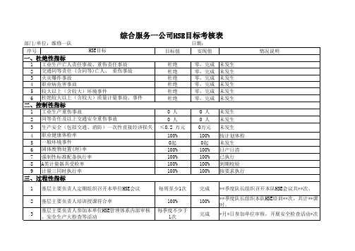 hse目标考核表(范例)