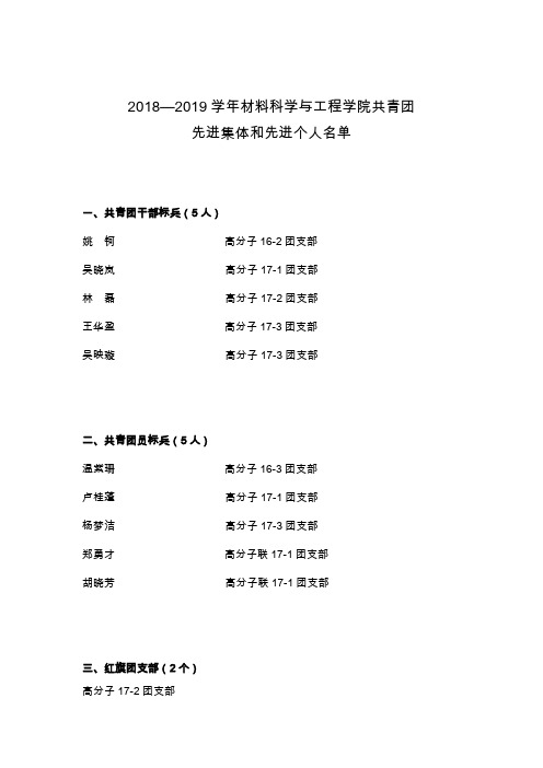 2018—2019学年材料科学与工程学院共青团