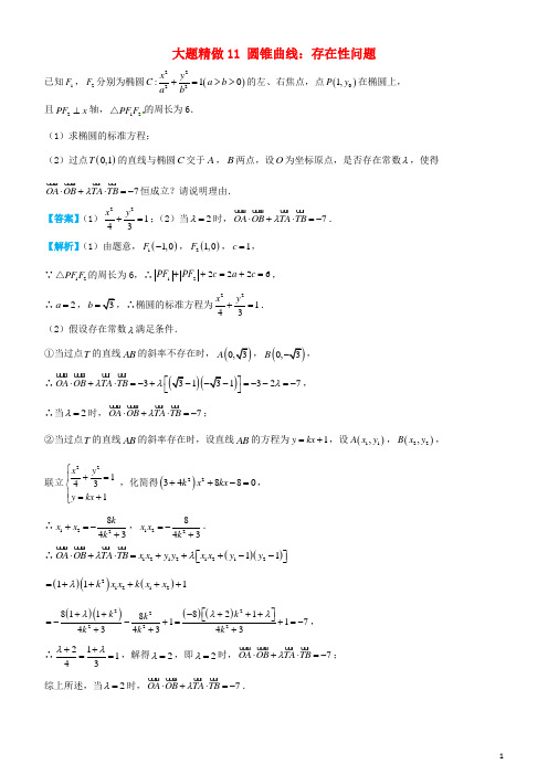 高考数学三轮冲刺大题提分圆锥曲线：存在性问题理