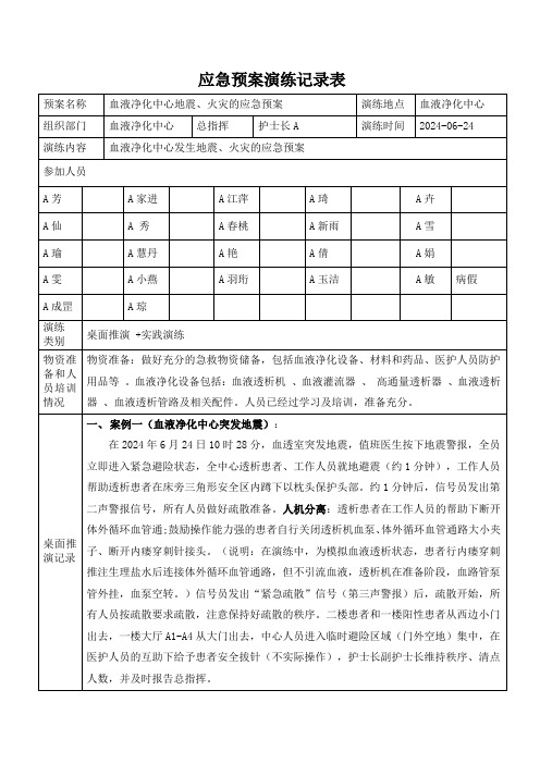 6月份应急预案演练：地震、火灾