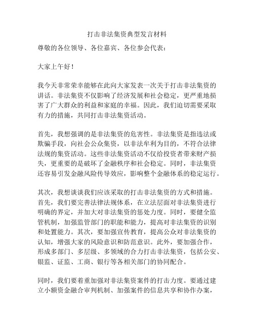 打击非法集资典型发言材料