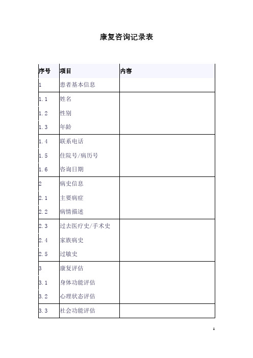 康复咨询记录表