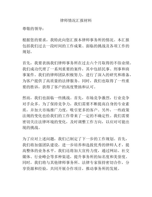 律师情况汇报材料