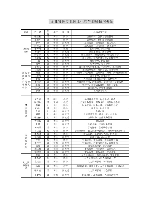 南开大学 硕士生指导教师情况介绍