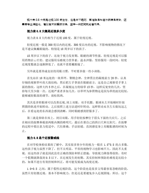 0.8的视力是多少度 正常吗