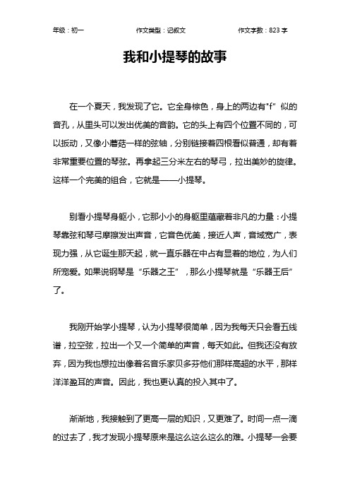 我和小提琴的故事作文【初中初一800字】