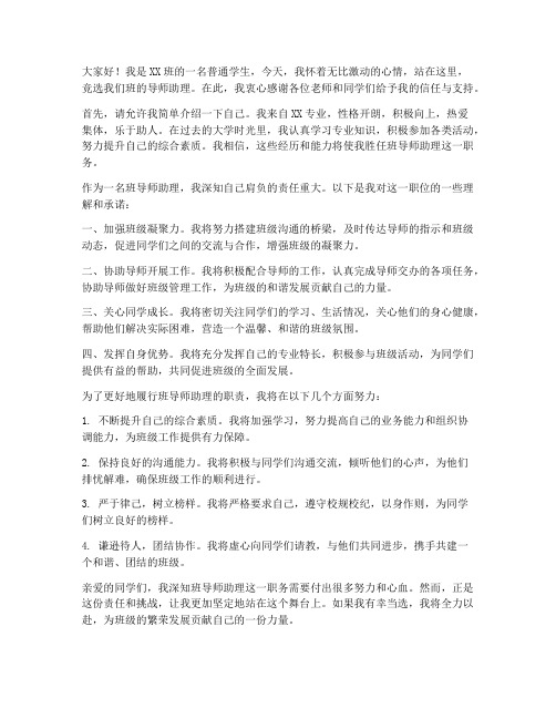 竞选班导师助理发言稿范文