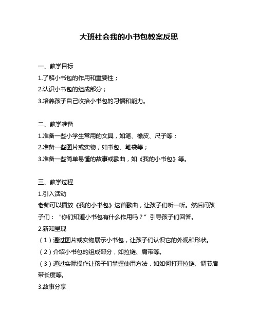 大班社会我的小书包教案反思