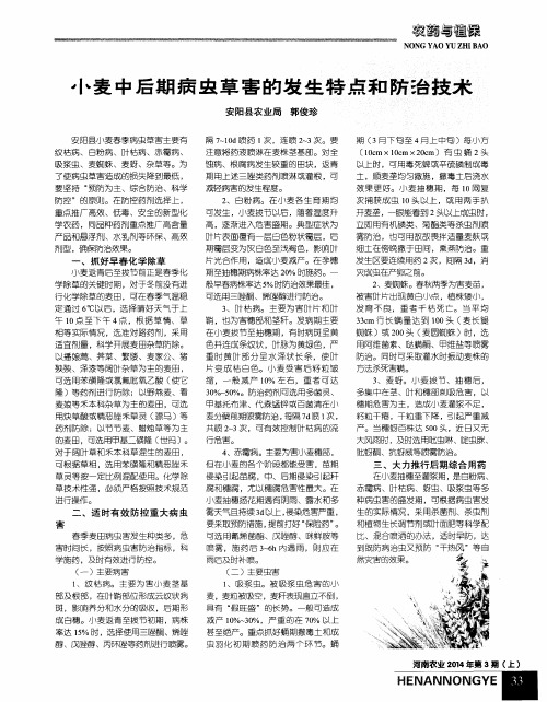 小麦中后期病虫草害的发生特点和防治技术