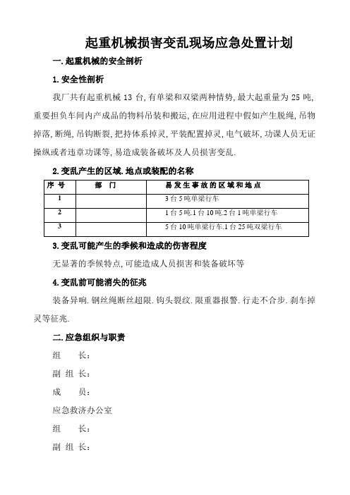 起重机械伤害事故现场应急处置方案