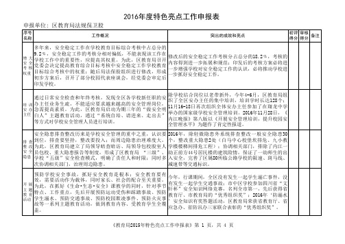 法保股2016年度特色亮点工作申报表