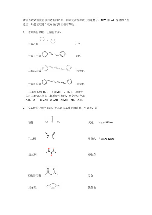 树脂颜色染料颜色和发色基团助色基团理论